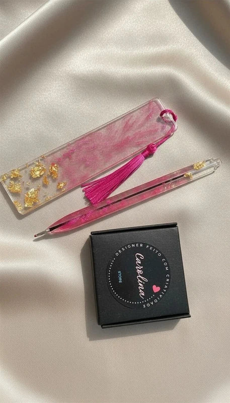 Caneta e marcador de página personalizado (Artesanal)