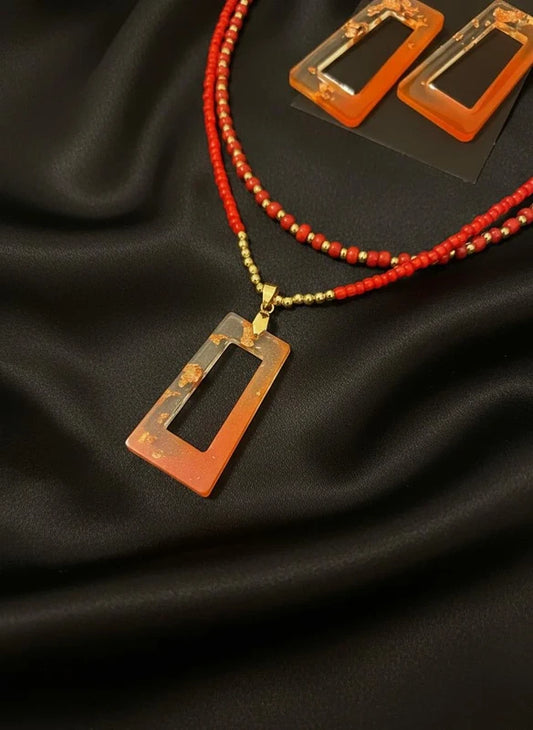 Conjunto Rubi Bronze – Colar e Brincos Artesanais