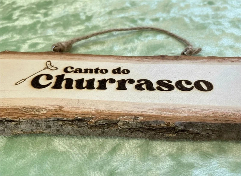 Placa de madeira ‘Canto do Churrasco’ decorativa rústica