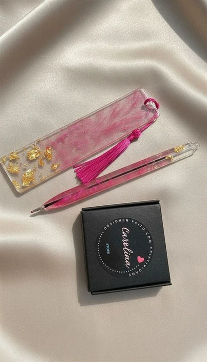 Caneta e marcador de página personalizado (Artesanal)