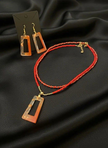 Conjunto Rubi Bronze – Colar e Brincos Artesanais