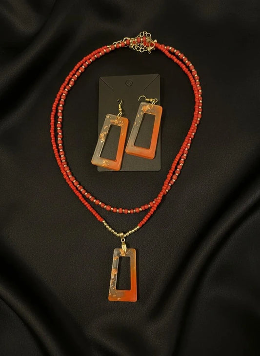 Conjunto Rubi Bronze – Colar e Brincos Artesanais