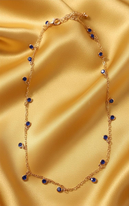 Colar Azul com Brilhantes ✨ Liga de Zinco