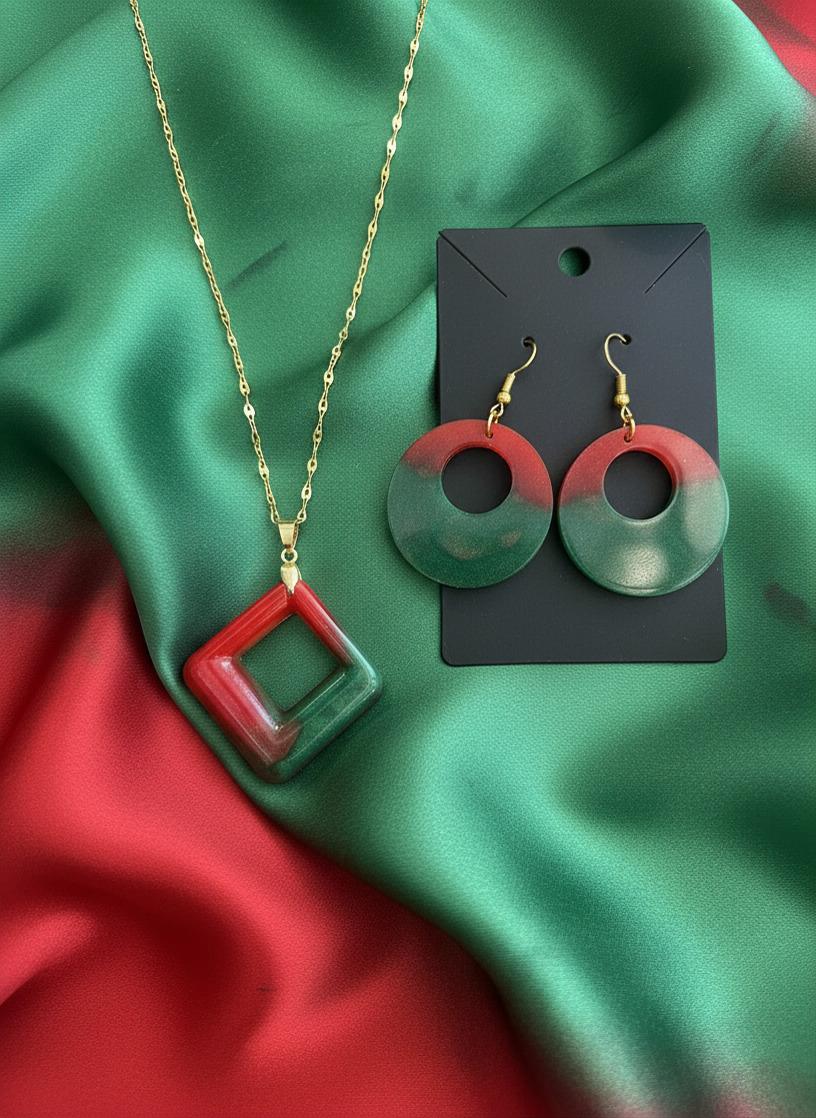lConjunto Colar e Brincos Portugal 🇵🇹 | Resina Artesanal | Ouro 18K e Aço Inoxidável