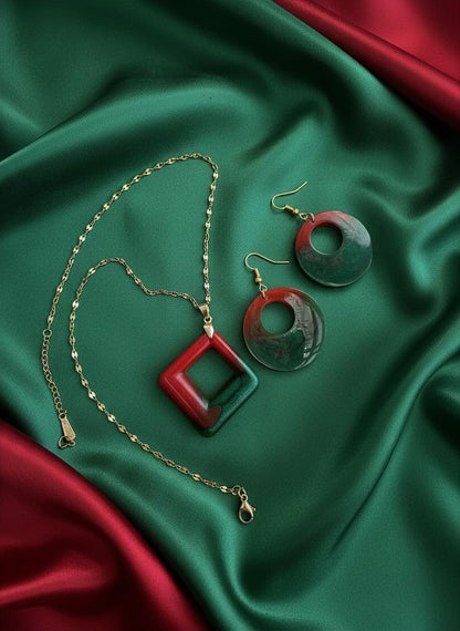 lConjunto Colar e Brincos Portugal 🇵🇹 | Resina Artesanal | Ouro 18K e Aço Inoxidável