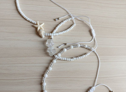 Conjunto de 3 Pulseiras com Miçangas Brancas